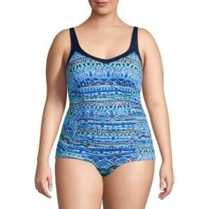 Penbrooke Sz 10 One‎ Piece Swimsuit Tummy Control Ruched Side Bikini Bottom